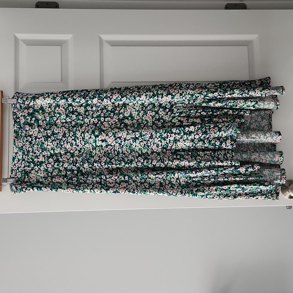 Talbots Floral Print Skirt With Ruffle Hem